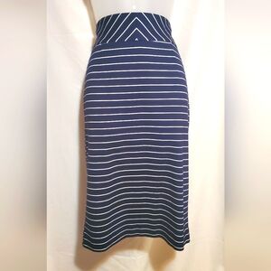 Navy & Whited Striped Pencil Skirt